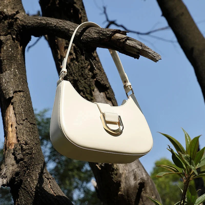 Elegant Crescent Shoulder Bag - Luxury PU Leather