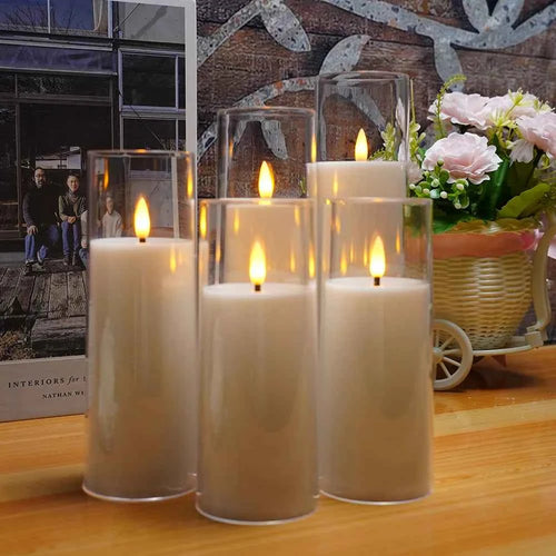 Elegant LED Candle Lights with Remote - White Flickering Set of 5