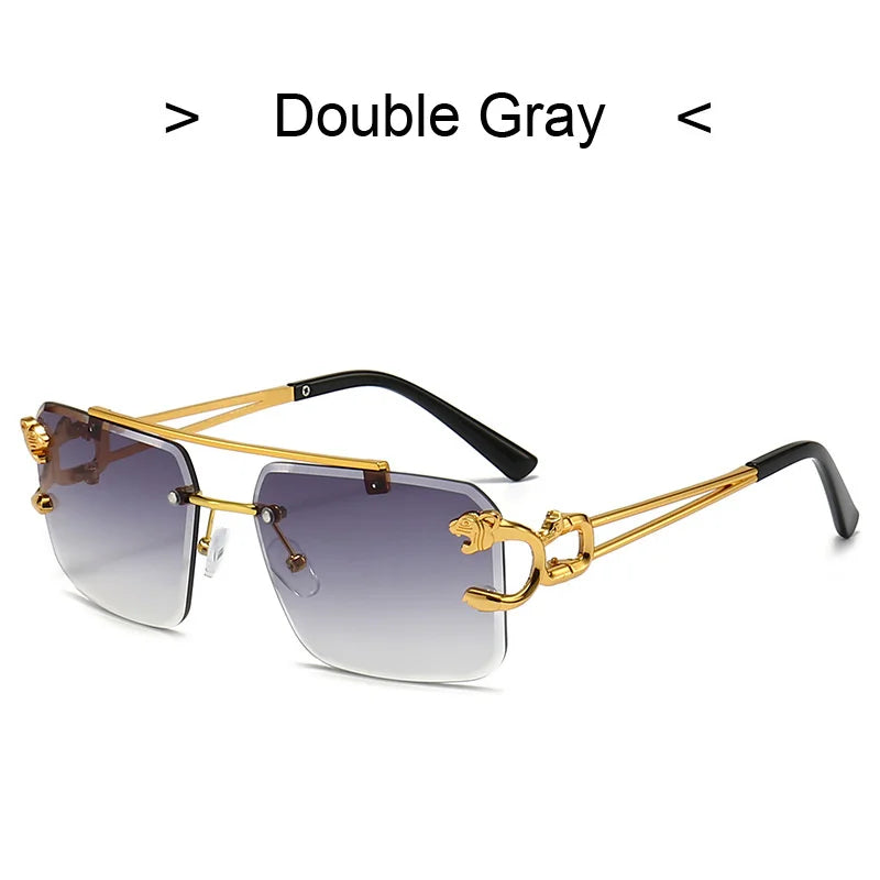 Vintage Square Sunglasses - Rimless Retro Designer Shades