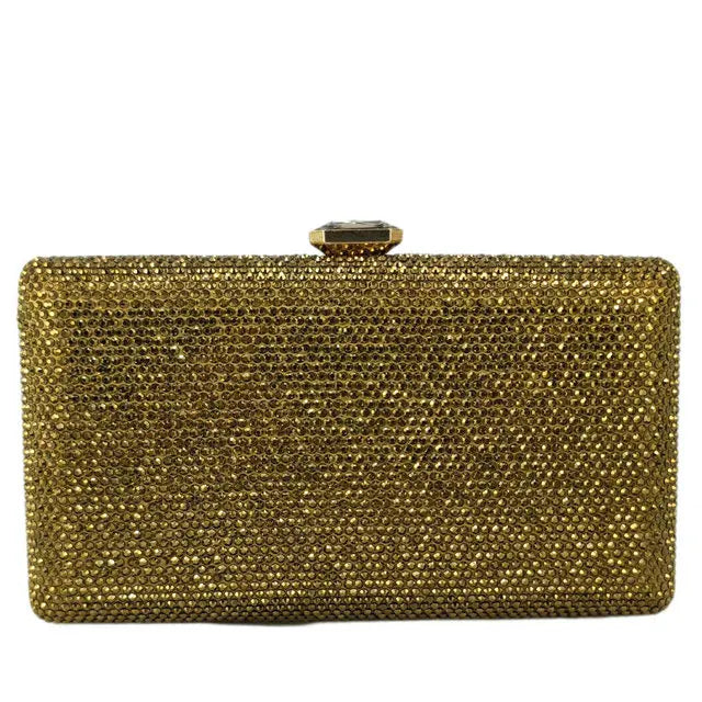 Elegant Crystal Evening Clutch - Luxury Rhinestone Box Handbag