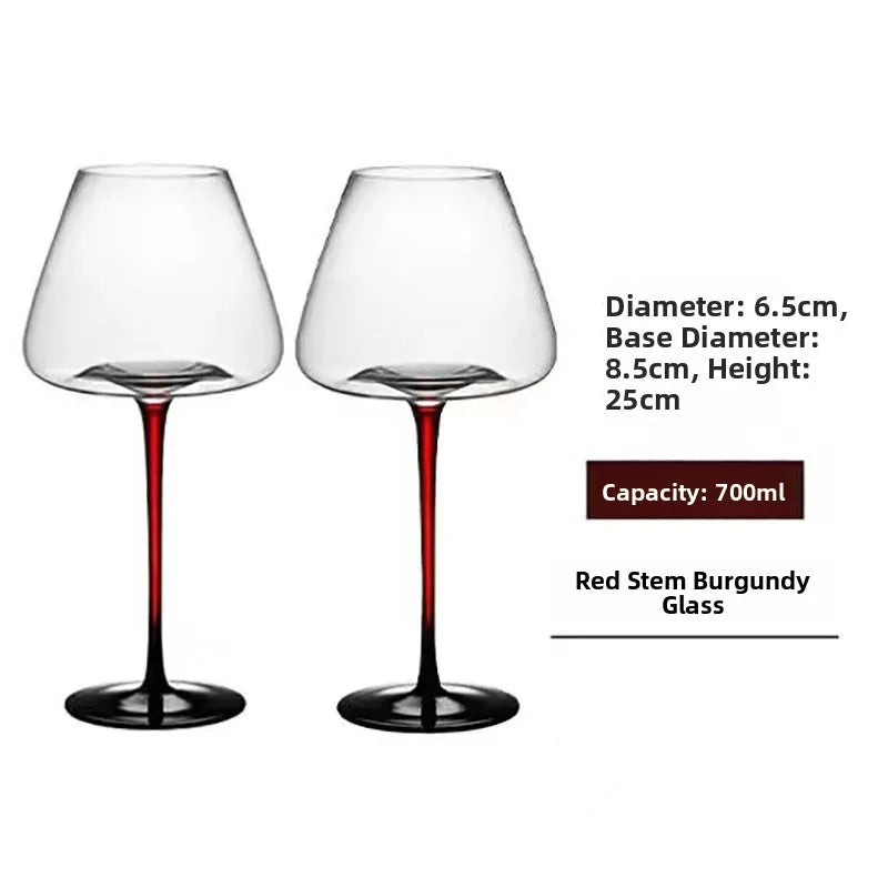 Elegant Burgundy Wine Glasses - Crystal Long Stem Design