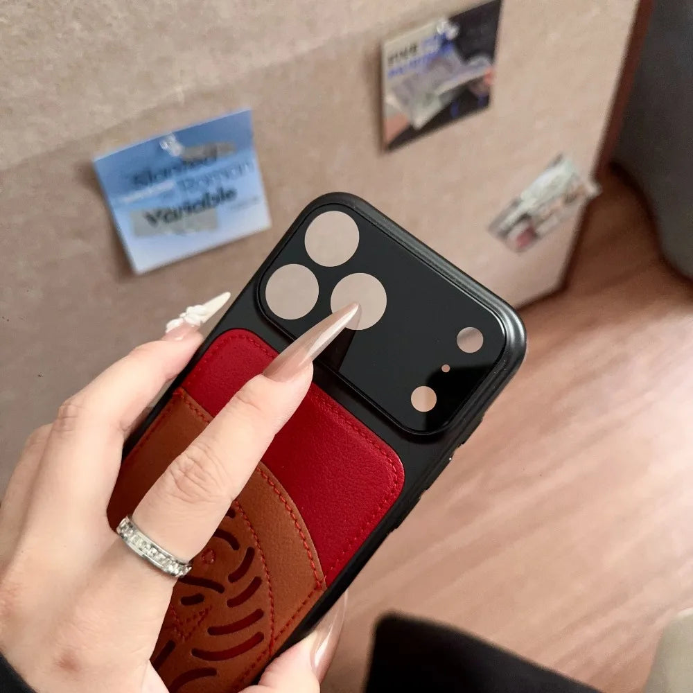 Premium Leather Wallet Phone Case for iPhone - Card Holder & Lens Protection