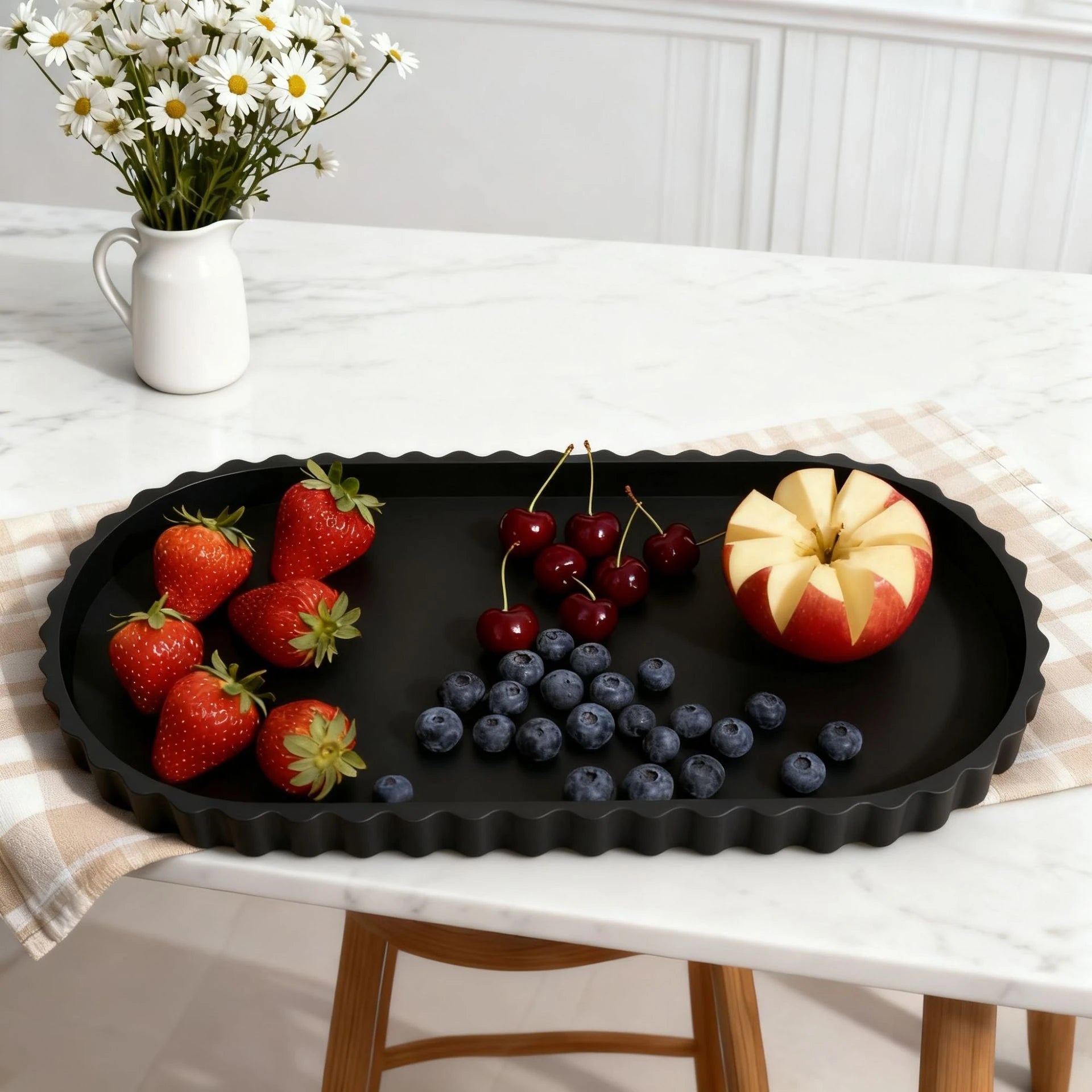 Elegant Scalloped Edge Luxury Decorative Tray - Oval Design