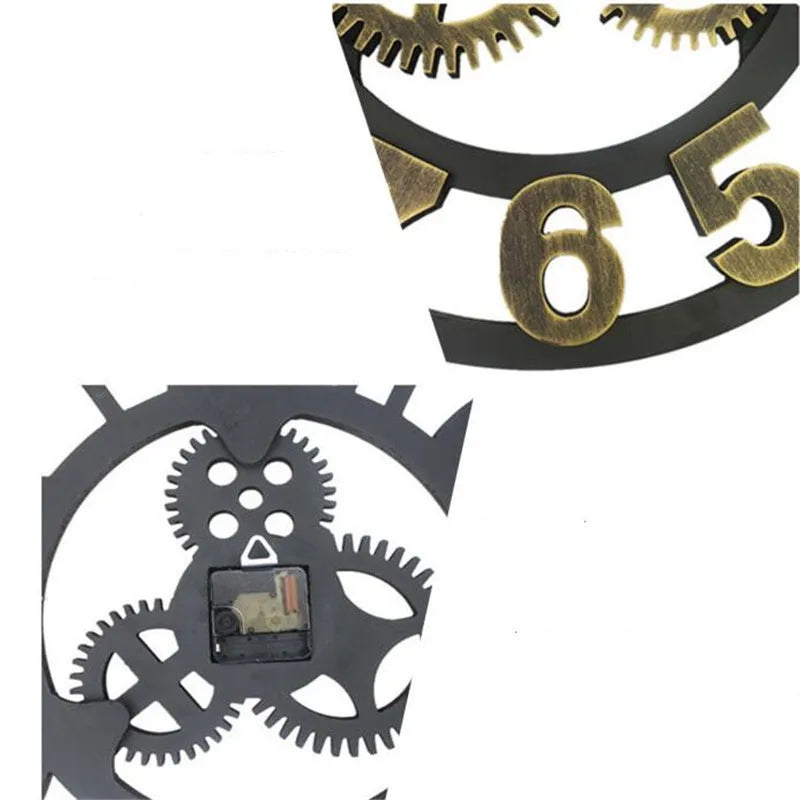 Premium Industrial Wood Wall Clock - European Retro Style