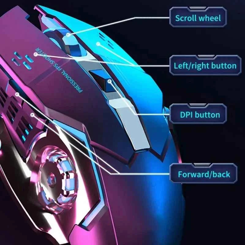 Rechargeable Wireless Mouse with 2.4GHz USB & Bluetooth, RGB Backlit Ergonomic Silent Optical Mouse for Laptop PC Macbook Tablet