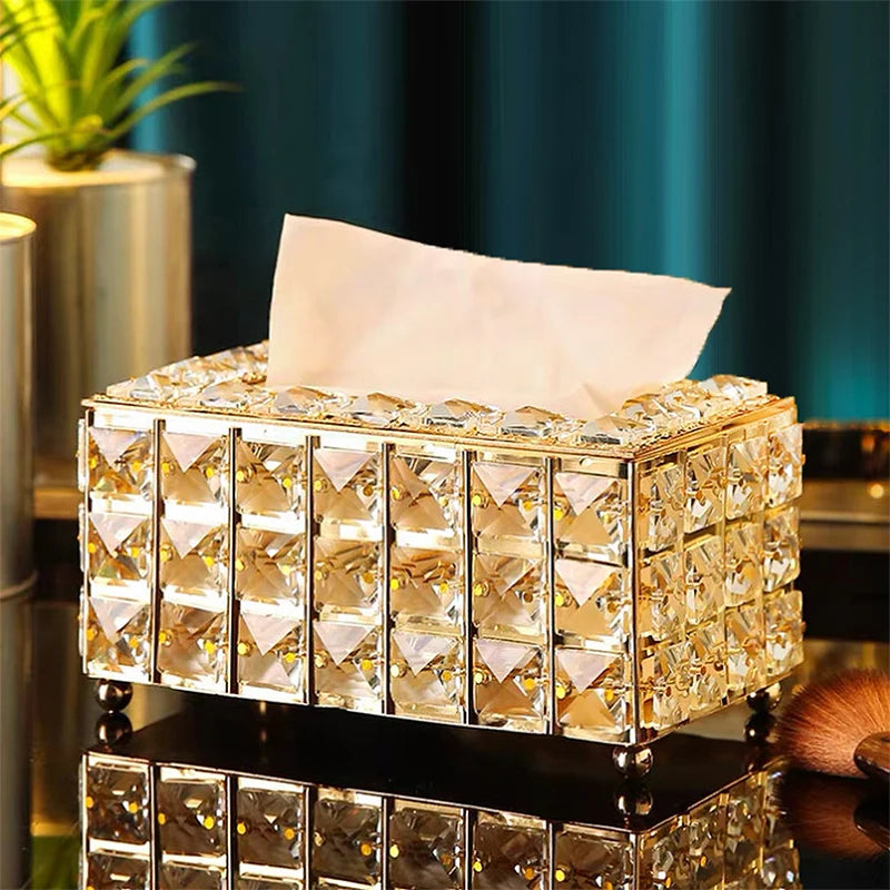 Elegant Luxury Crystal Tissue Box for Tabletop Decor