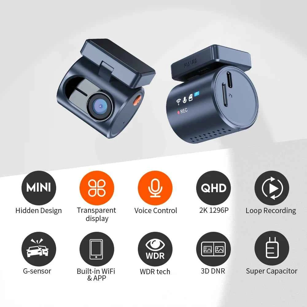 KAWA Mini Dash Cam - 2K WiFi Car Video Recorder
