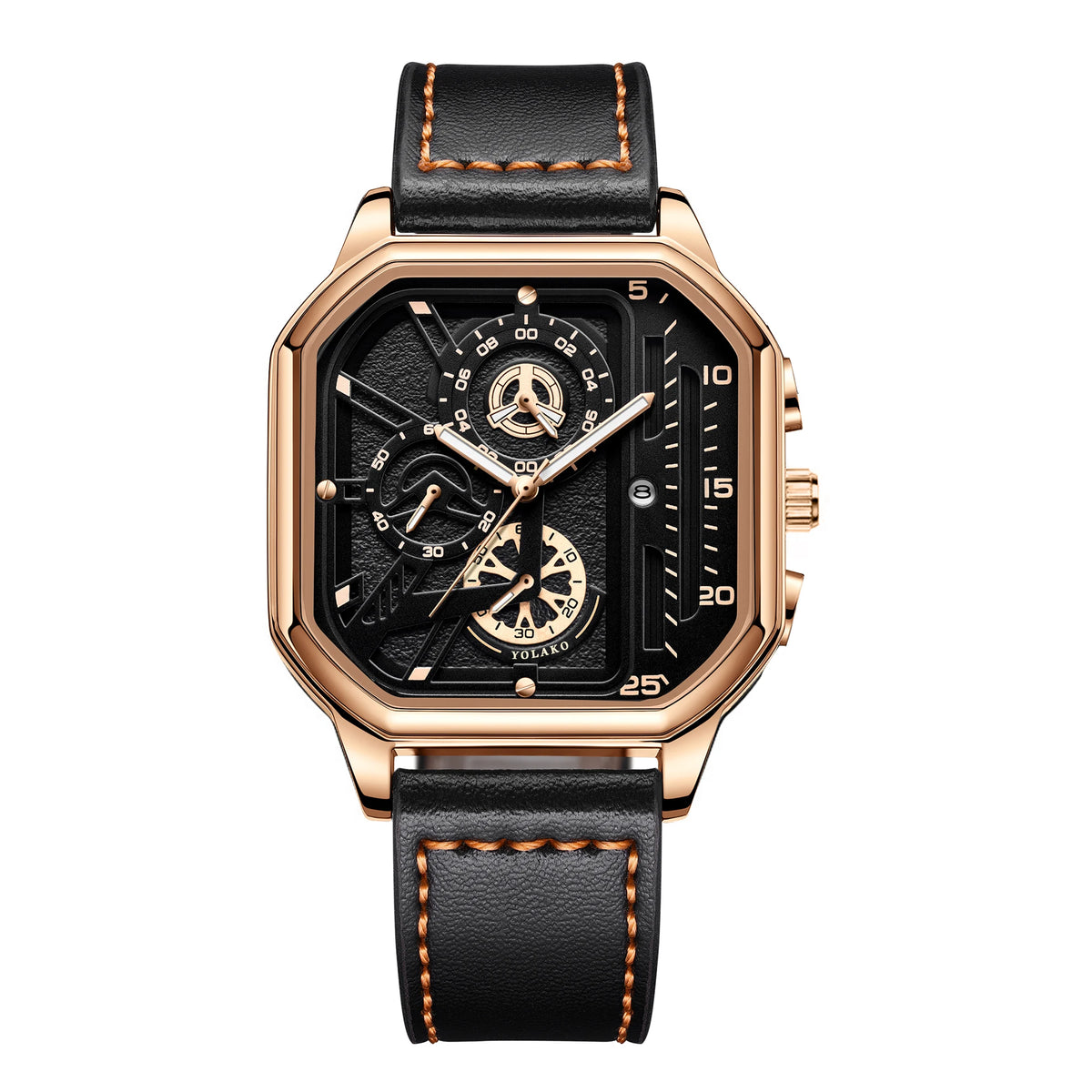 Luxury Men Square Watch - Casual PU Leather Sports Timepiece