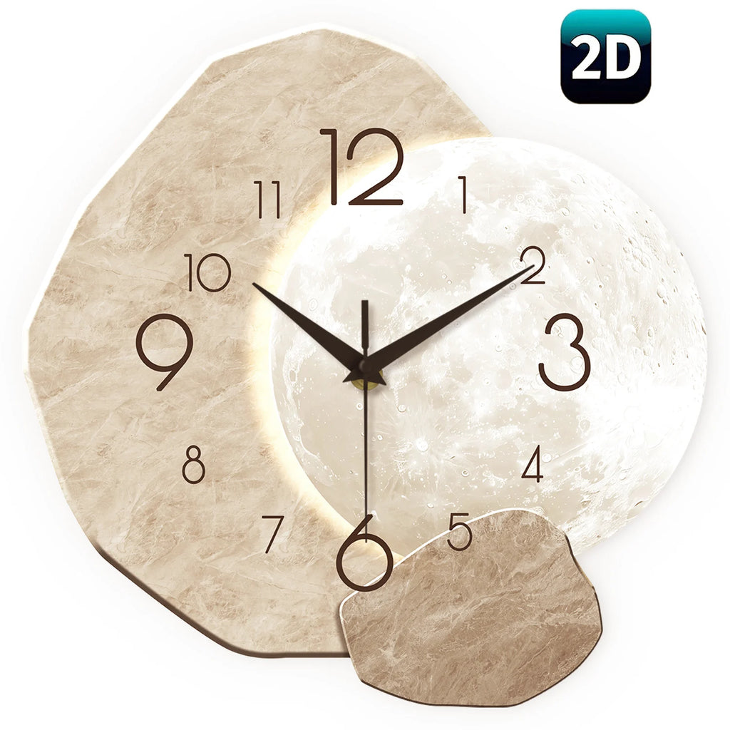 Premium Silent Moon Wall Clock - Modern Wooden Design