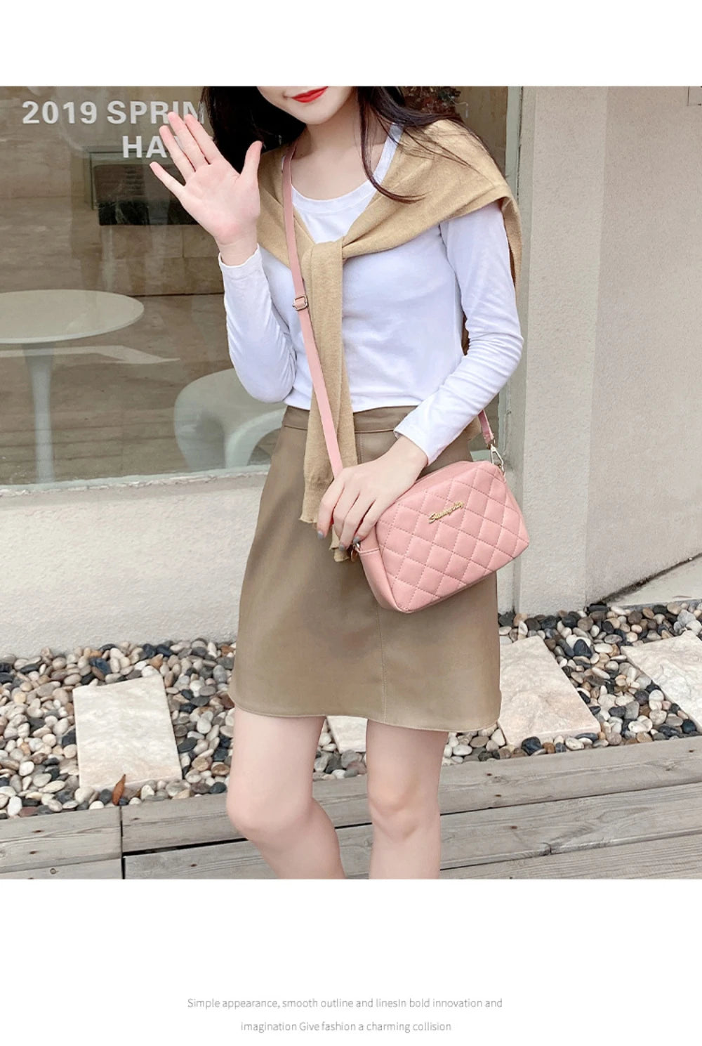Tassel Embroidery Crossbody Bag - Chic Lingge Plaid Camera Bag with Chain Strap for Women - Tulique