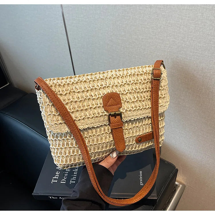 Elegant Straw Crossbody Bag - Chic Vacation & Casual Style