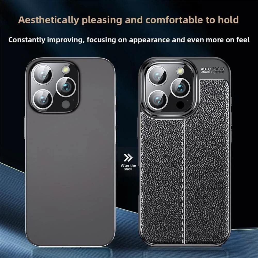 Premium iPhone Protective Case - Leather Texture Shockproof