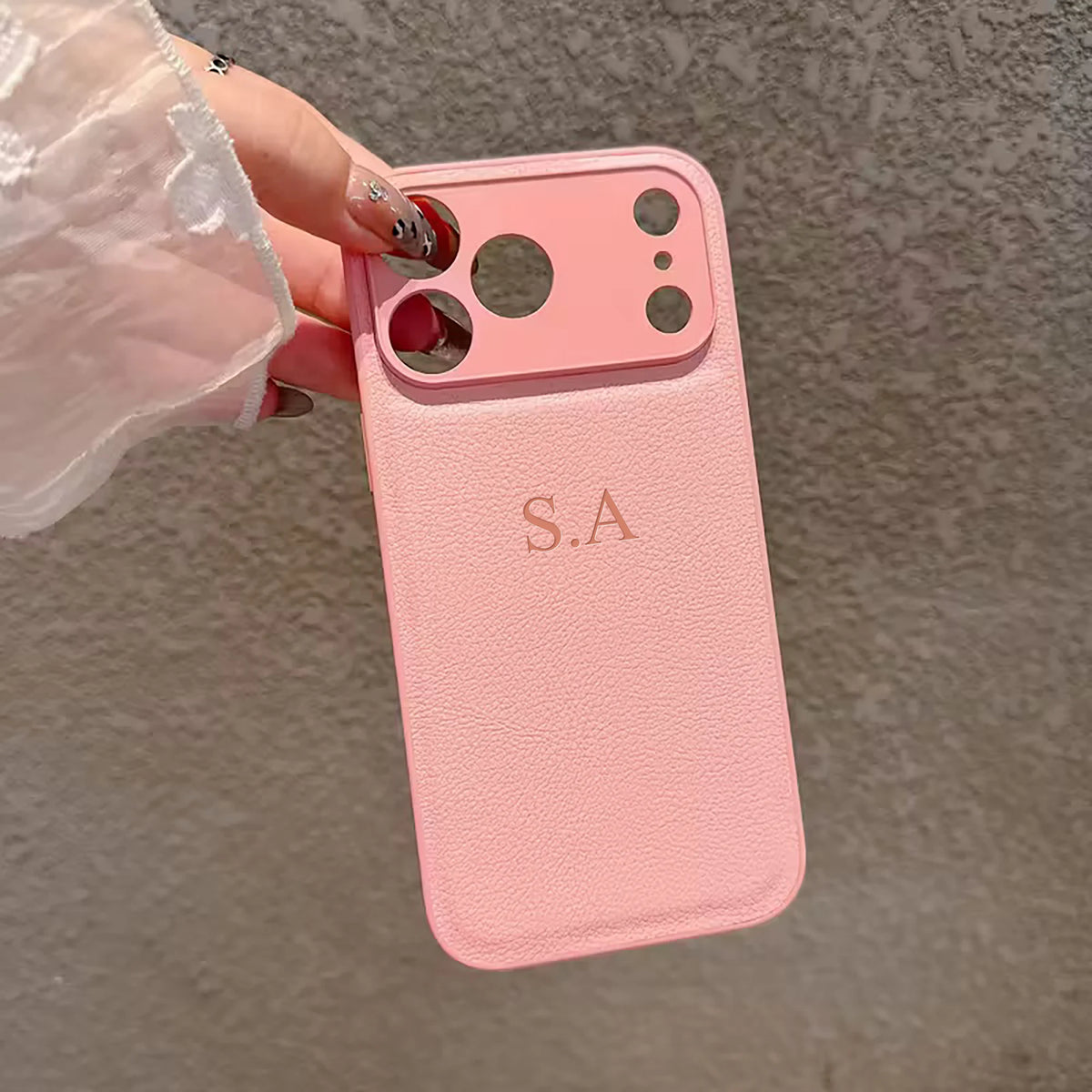 Luxury Personalized Faux Leather Phone Case - Custom Monogram Cover