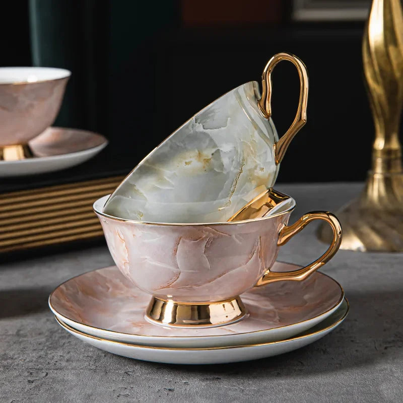 Elegant Bone China Coffee Set - Light Luxury European Style