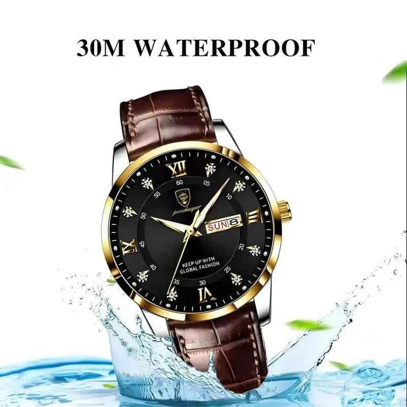 Luxury Men's Quartz Watch - Waterproof & Luminous Leather
