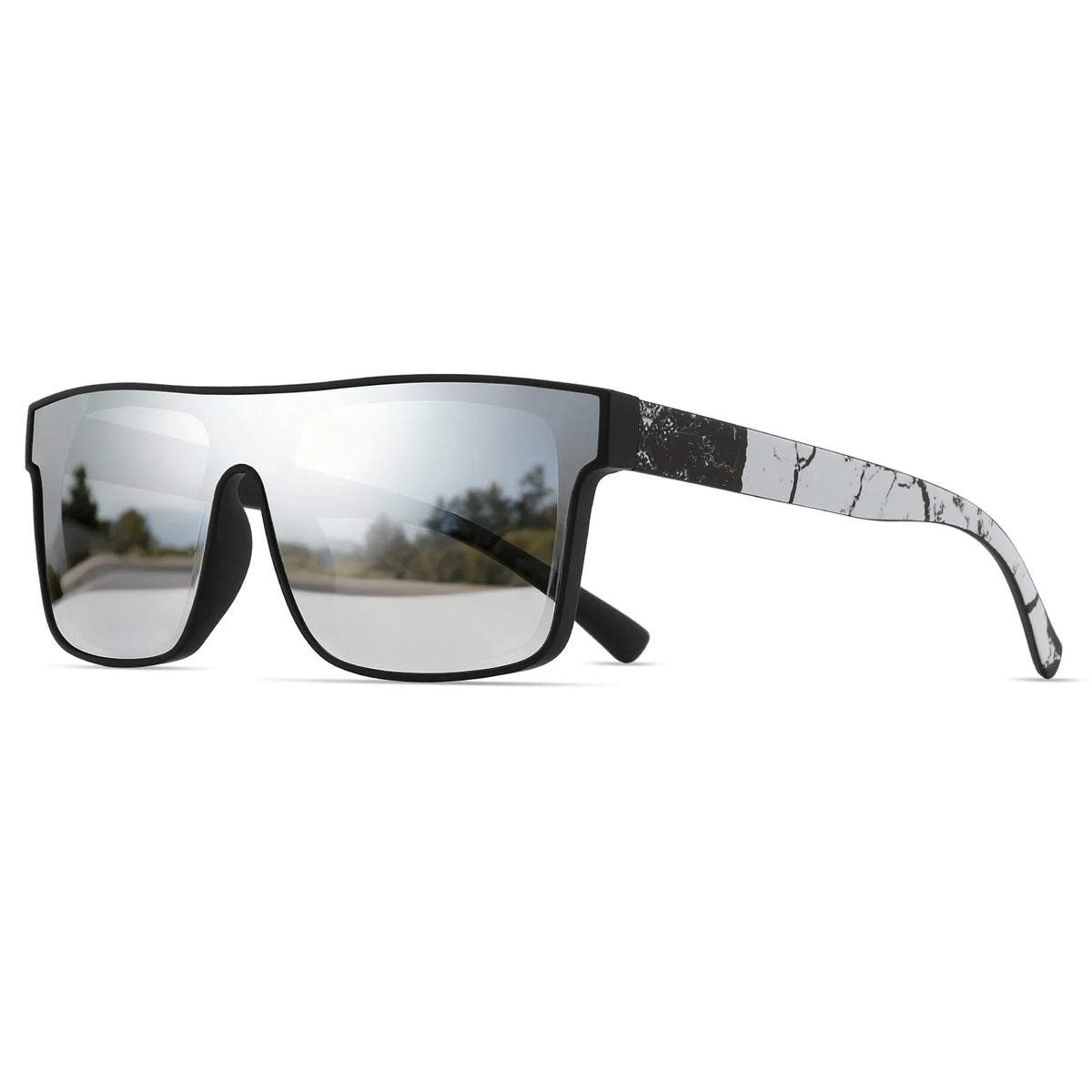 Classic Square Sports Sunglasses - Patterned Temples & UV Protection
