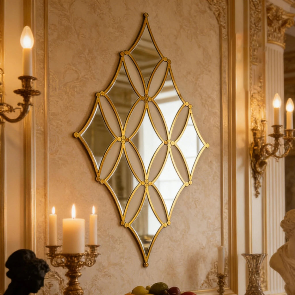 Elegant Golden Acrylic Wall Mirror - French Style Decor