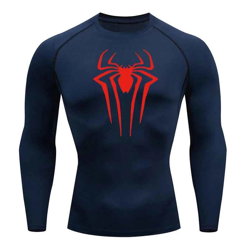 Premium Spider Print Long Sleeve Compression Shirt