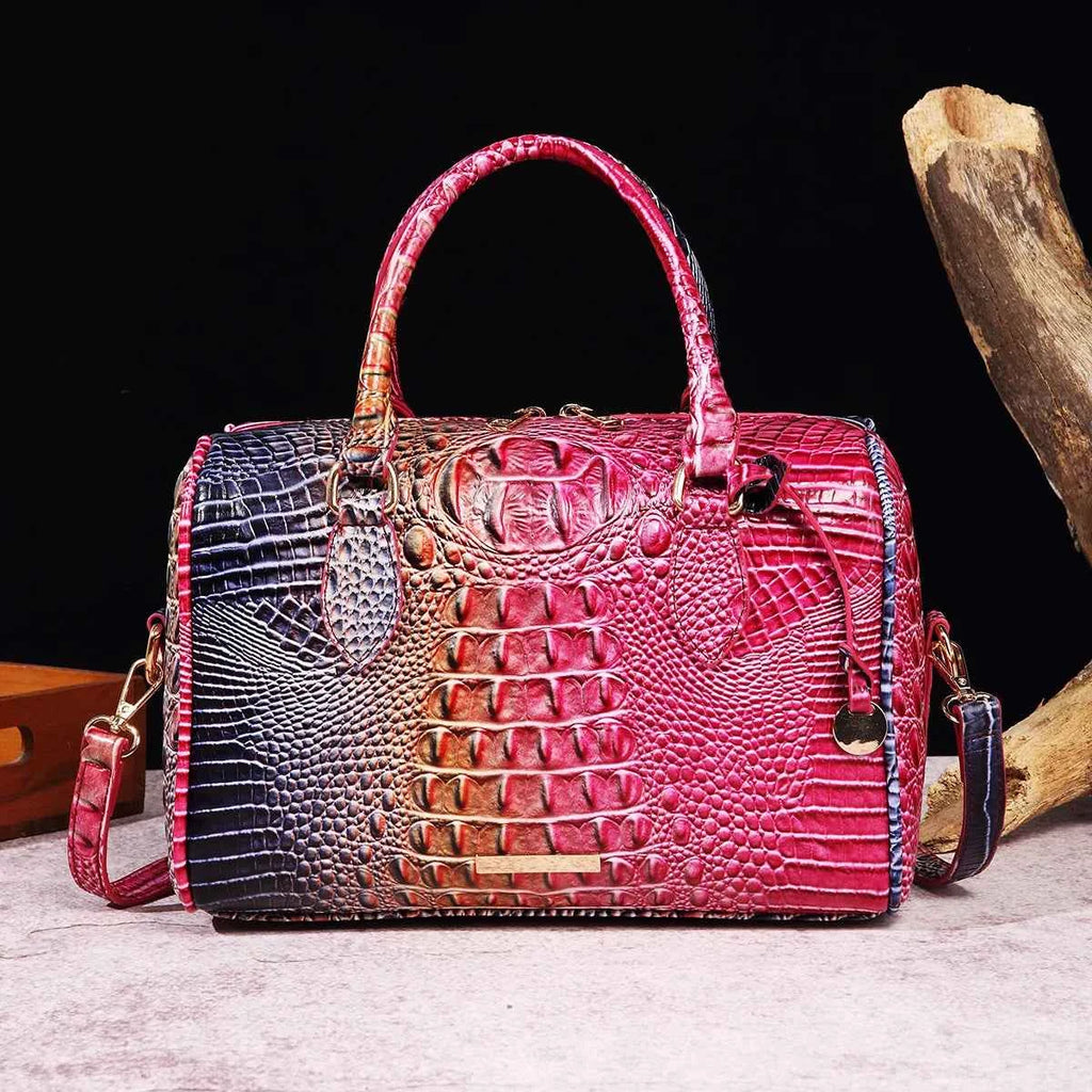 Elegant Crocodile Pattern Boston Bag