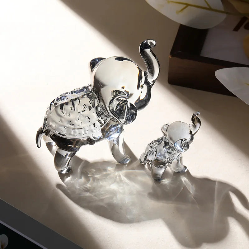 Luxury Crystal Elephant Statue - Modern Glass Decor