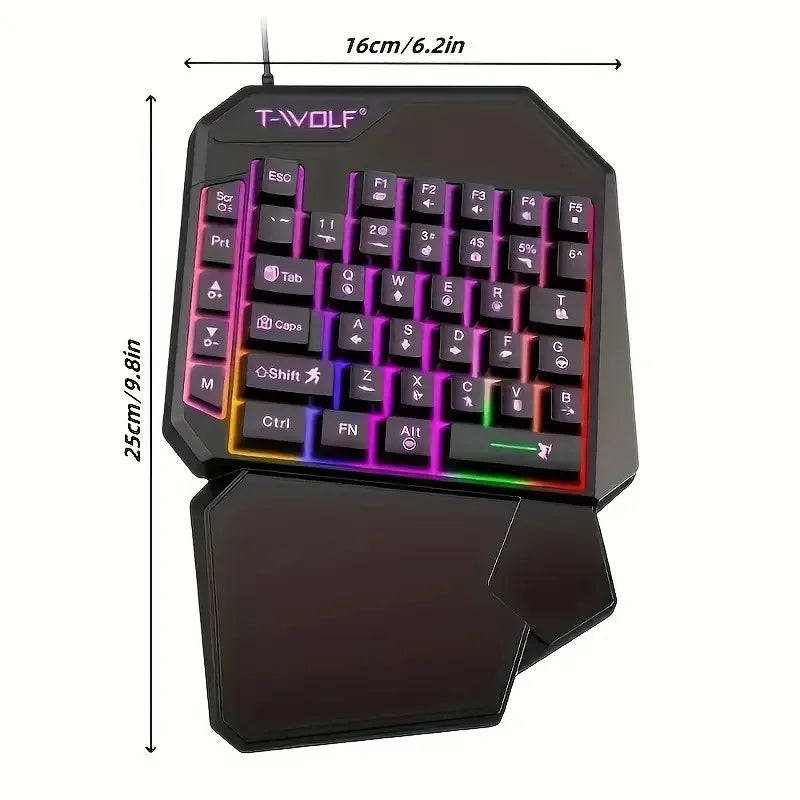 Premium Gaming Keyboard Mouse Set - 40-Key One-Handed RGB