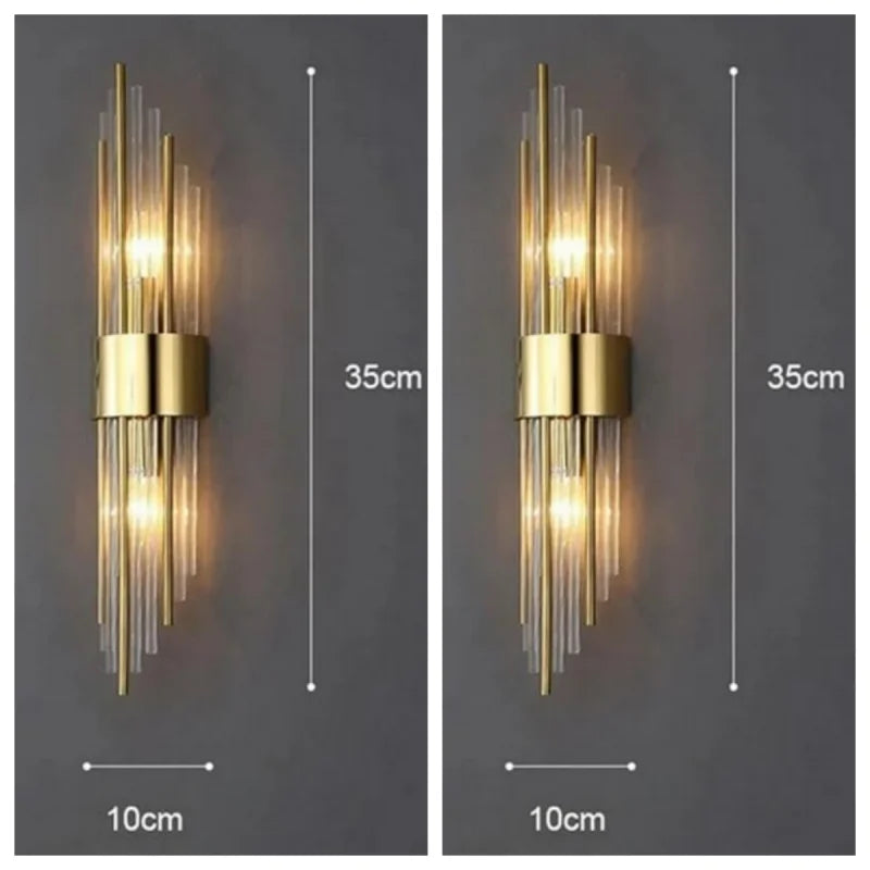 Luxury Crystal Wall Lamp - Gold Tube LED Sconce