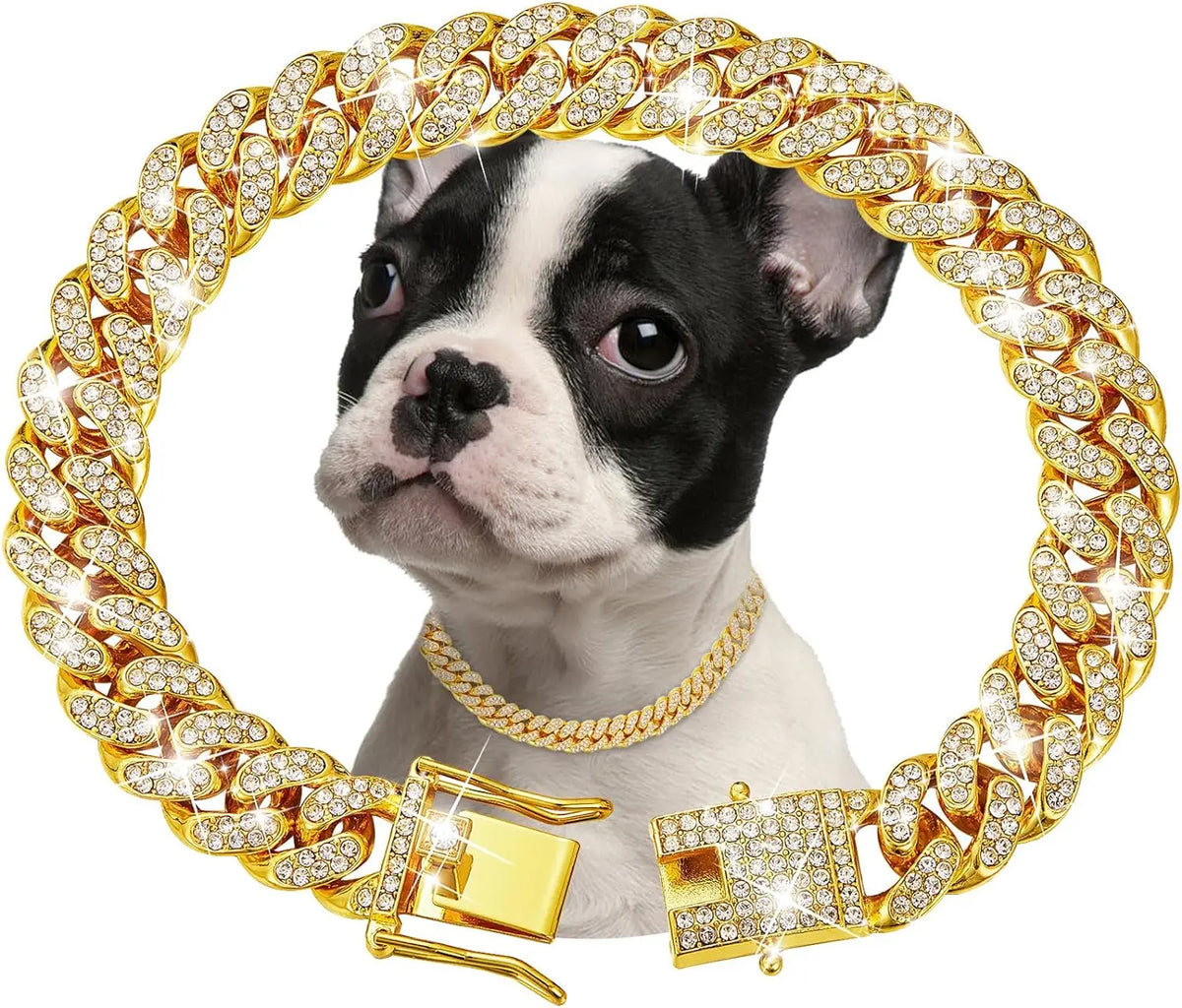 Luxury Gold Dog Chain Collar - Premium Metal Pet Jewelry