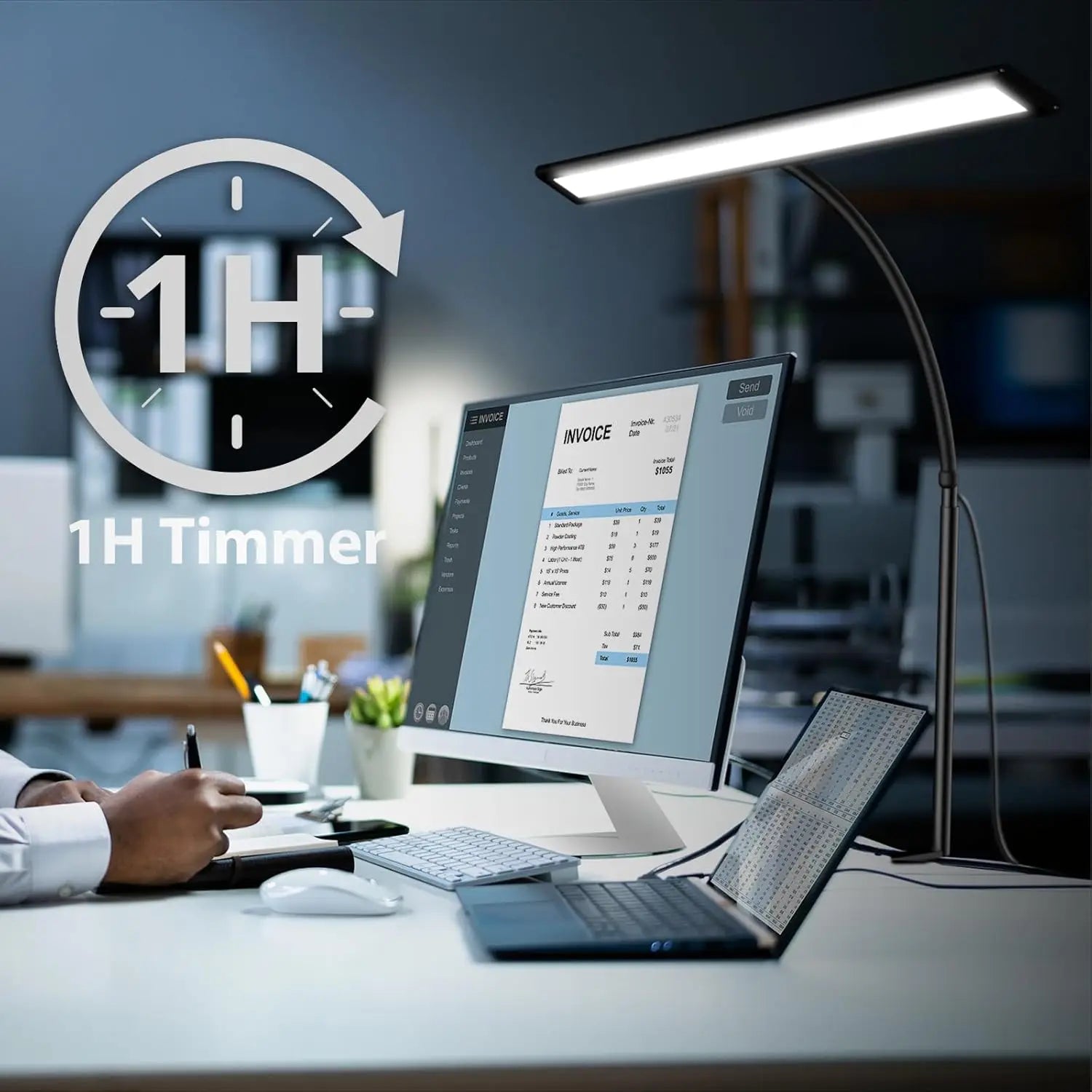 Premium LED Desk Lamp with Clamp - Eye-Caring & Dimmable