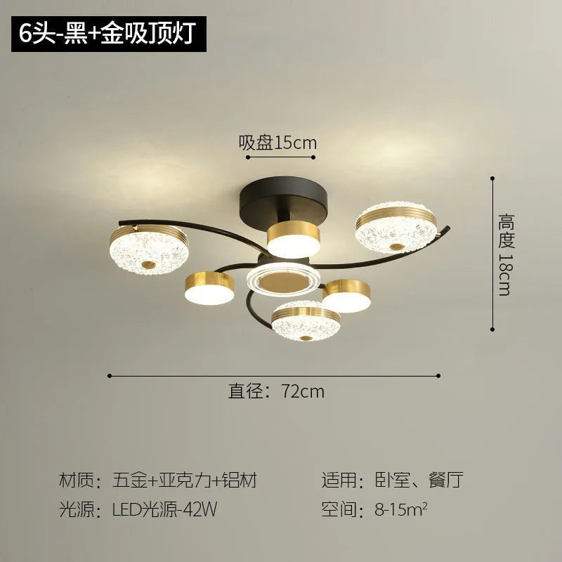 Luxury Crystal Ceiling Chandelier - Nordic Gold Living Room Light