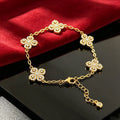 Diamond clover bracelet - elegant 18K gold plated bracelet with sparkling zircon stones