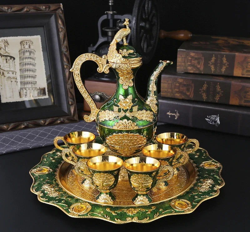 Elegant European Metal Wine Set - Retro Home Decor