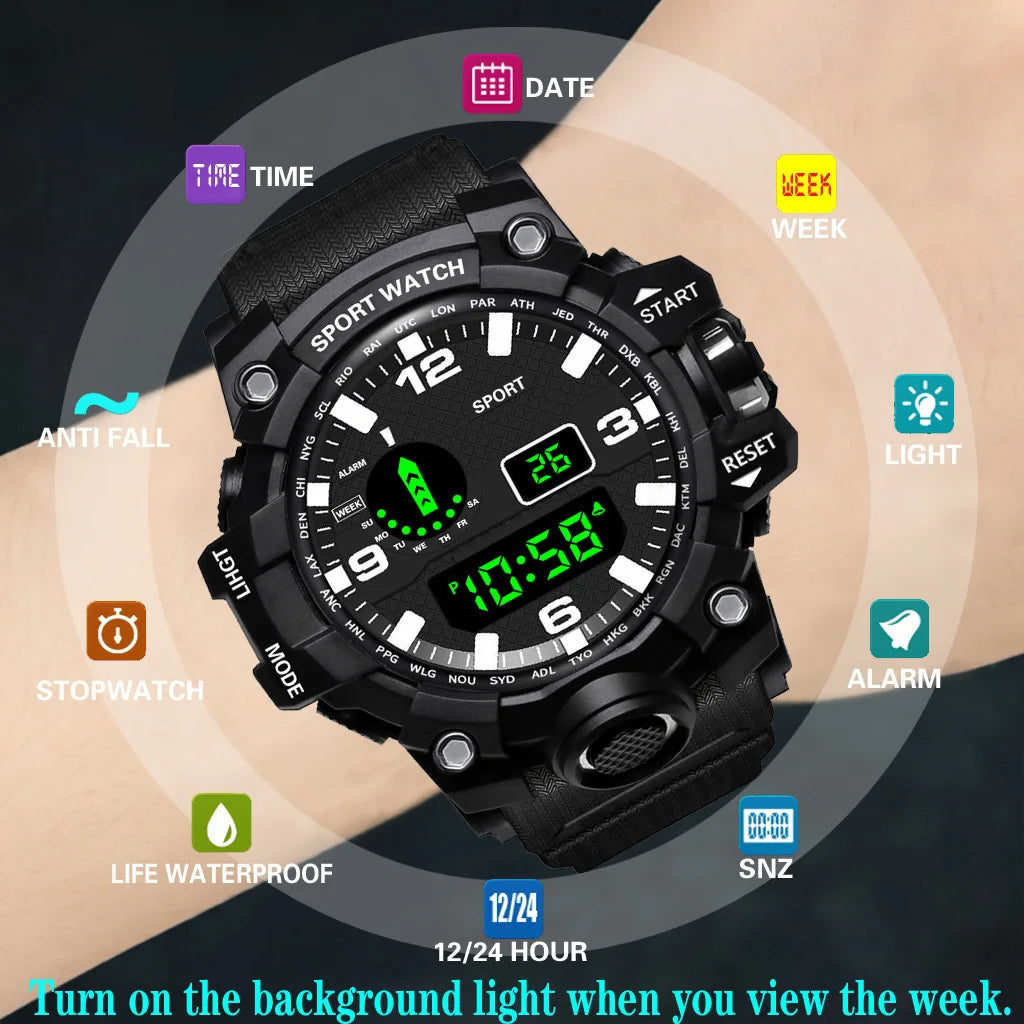 Premium Men's Sports Watch - Waterproof Digital Fitness Tracker