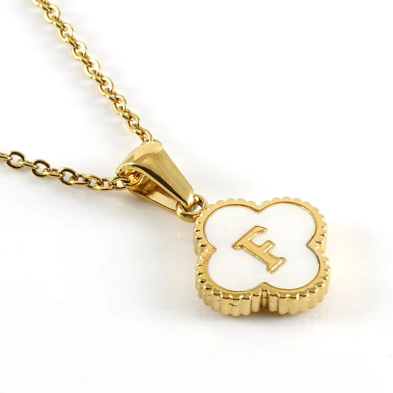 Elegant Initial Letter Necklace - Lucky Shell Gold Pendant