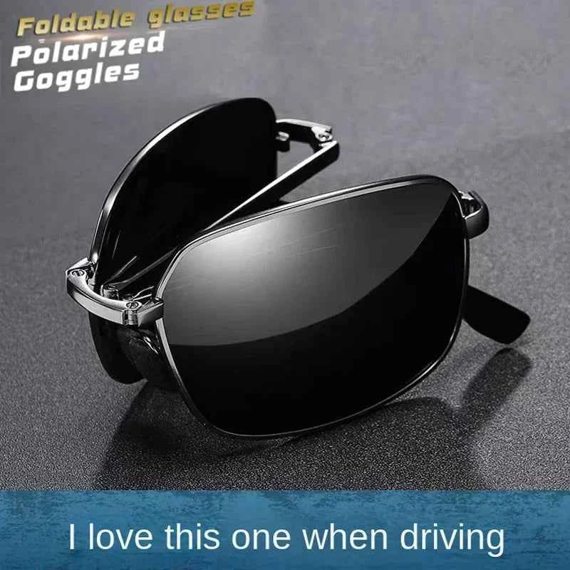 Premium Folding Polarized Sunglasses - Vintage Metal Frame UV400