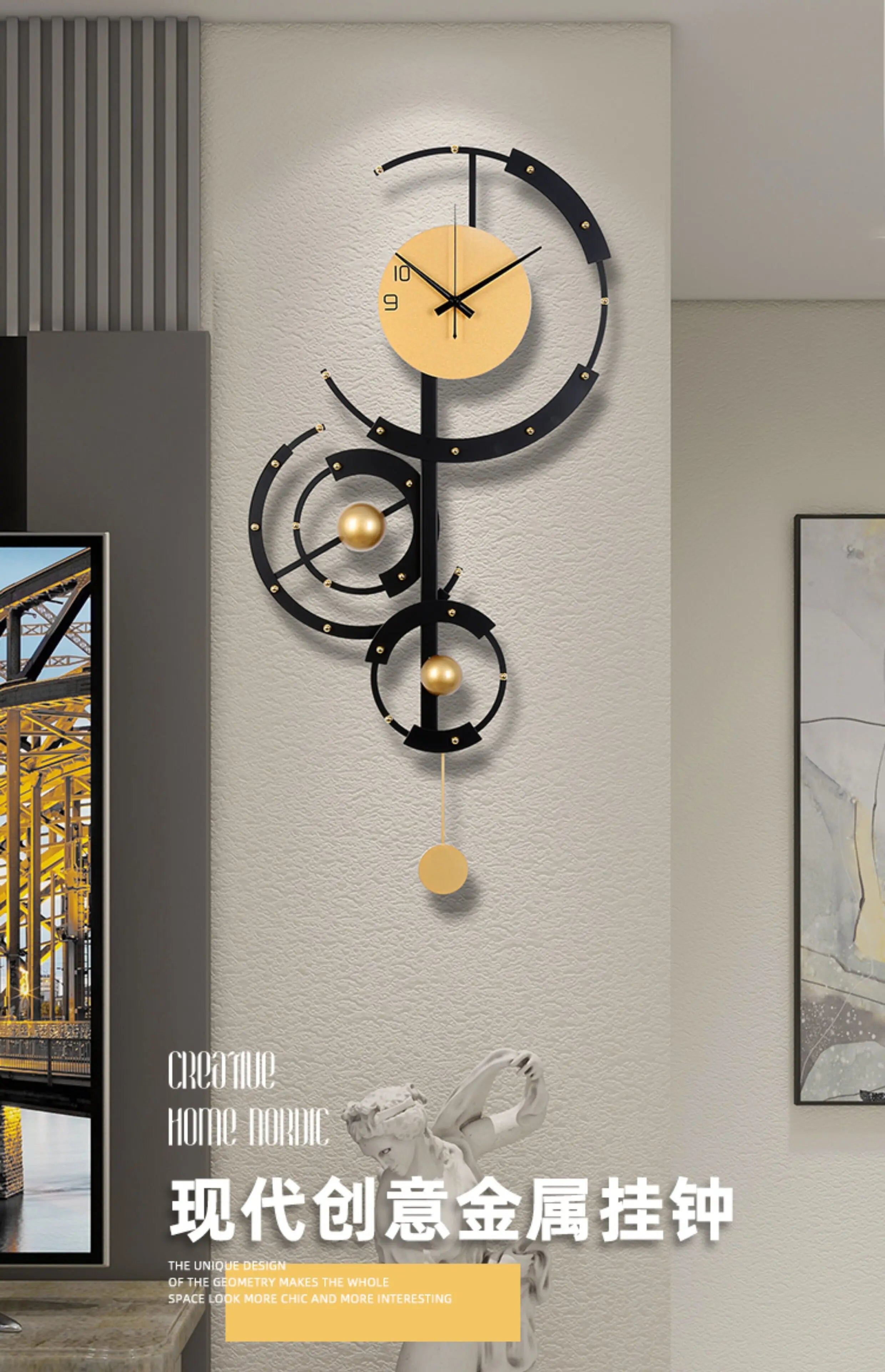 Elegant Premium Nordic Wall Clock - Modern Digital Design