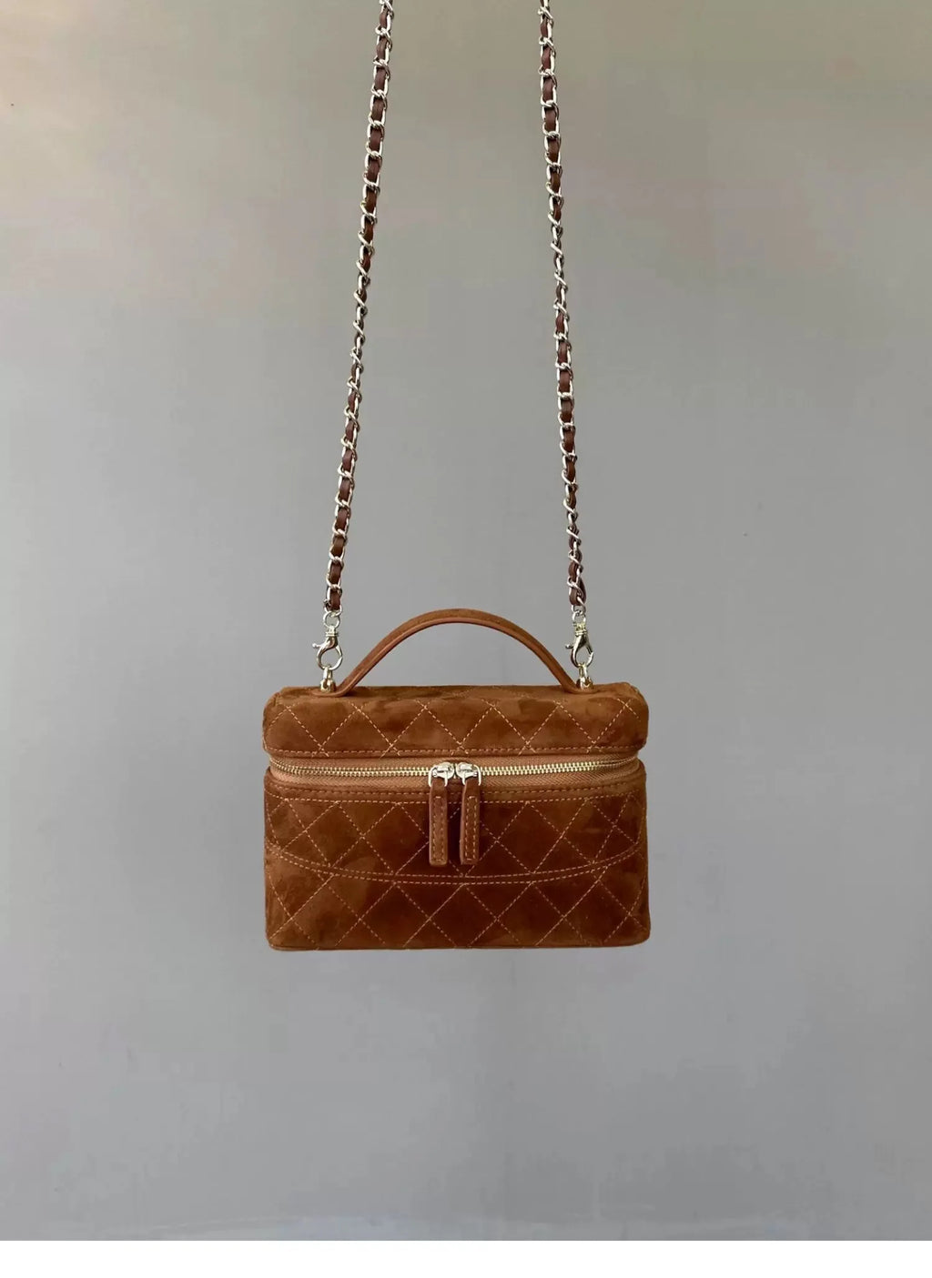Elegant Frosted Suede Diamond Grid Chain Bag