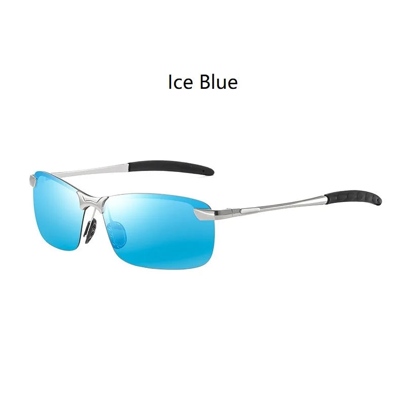 Classic Polarized Men's Sunglasses - Retro Half Frame Designer Eyewear