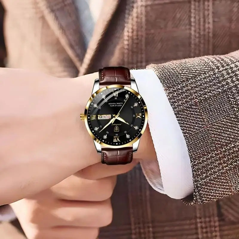 Luxury Men's Quartz Watch - Waterproof & Luminous Leather