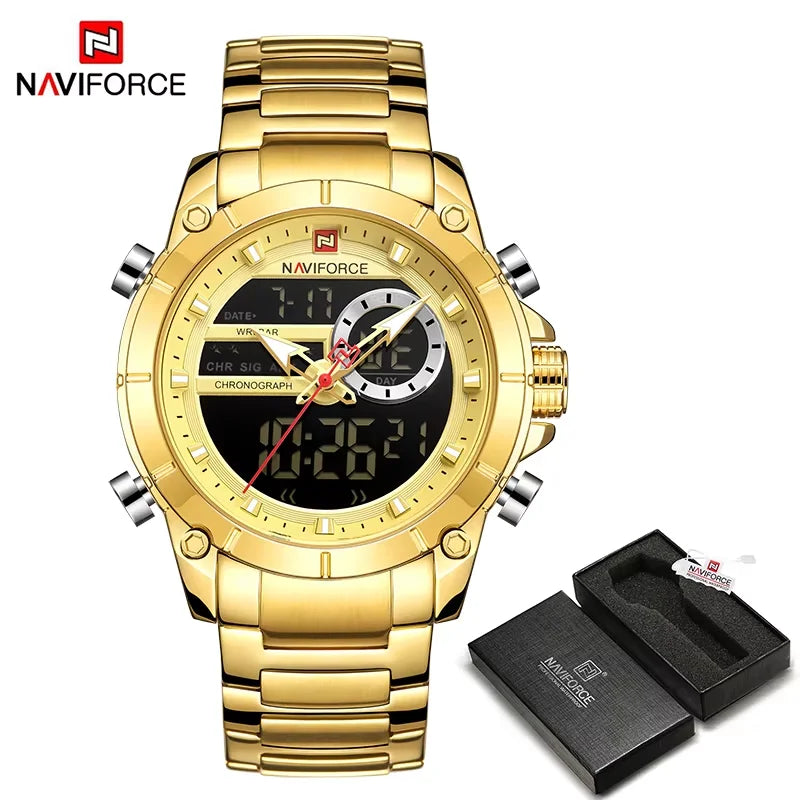 Luxury Men's Quartz Watch - Waterproof Steel Dual Display