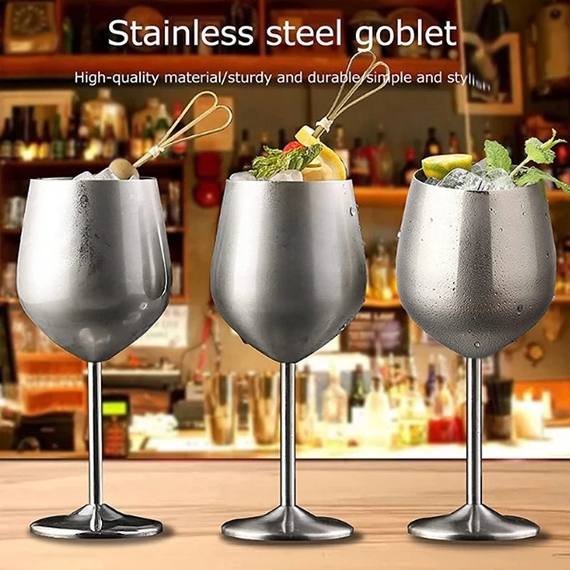 Stainless Steel Champagne Glass - 500ML unbreakable metal goblet in a sleek European style