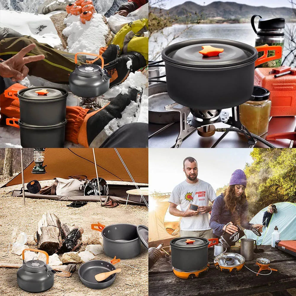 Premium Camping Cookware Kit - Compact & Durable Aluminum Set