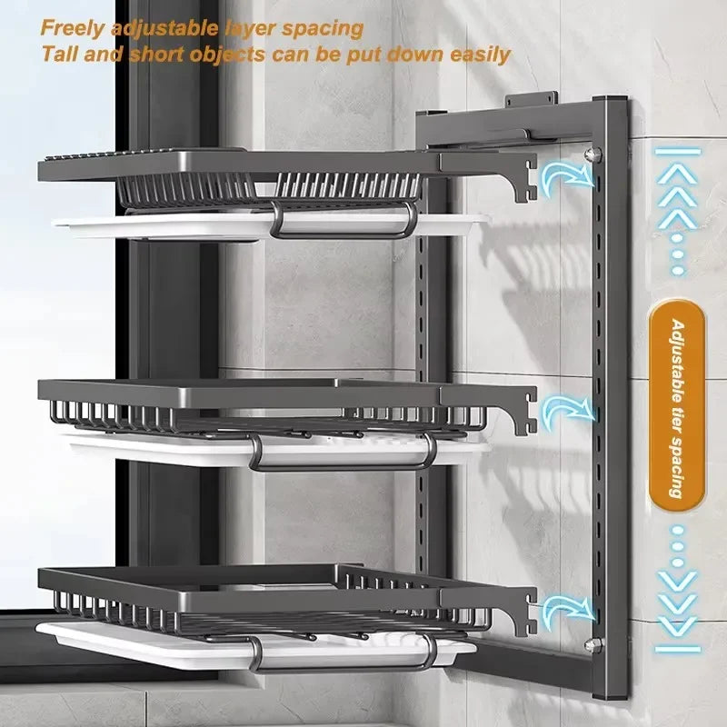 Premium Wall-Mounted Dish Rack - Space-Saving Kitchen Organizer
