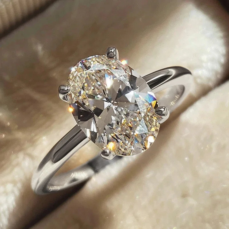 Luxury Zircon Engagement Ring - 925 Sterling Silver Eternity Band