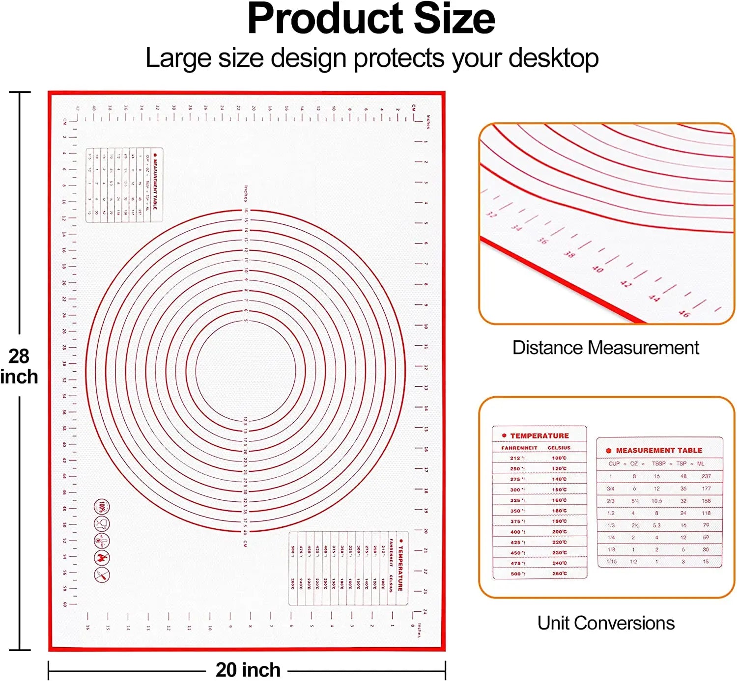Professional Silicone Baking Mat - Non-Stick Dough Pad