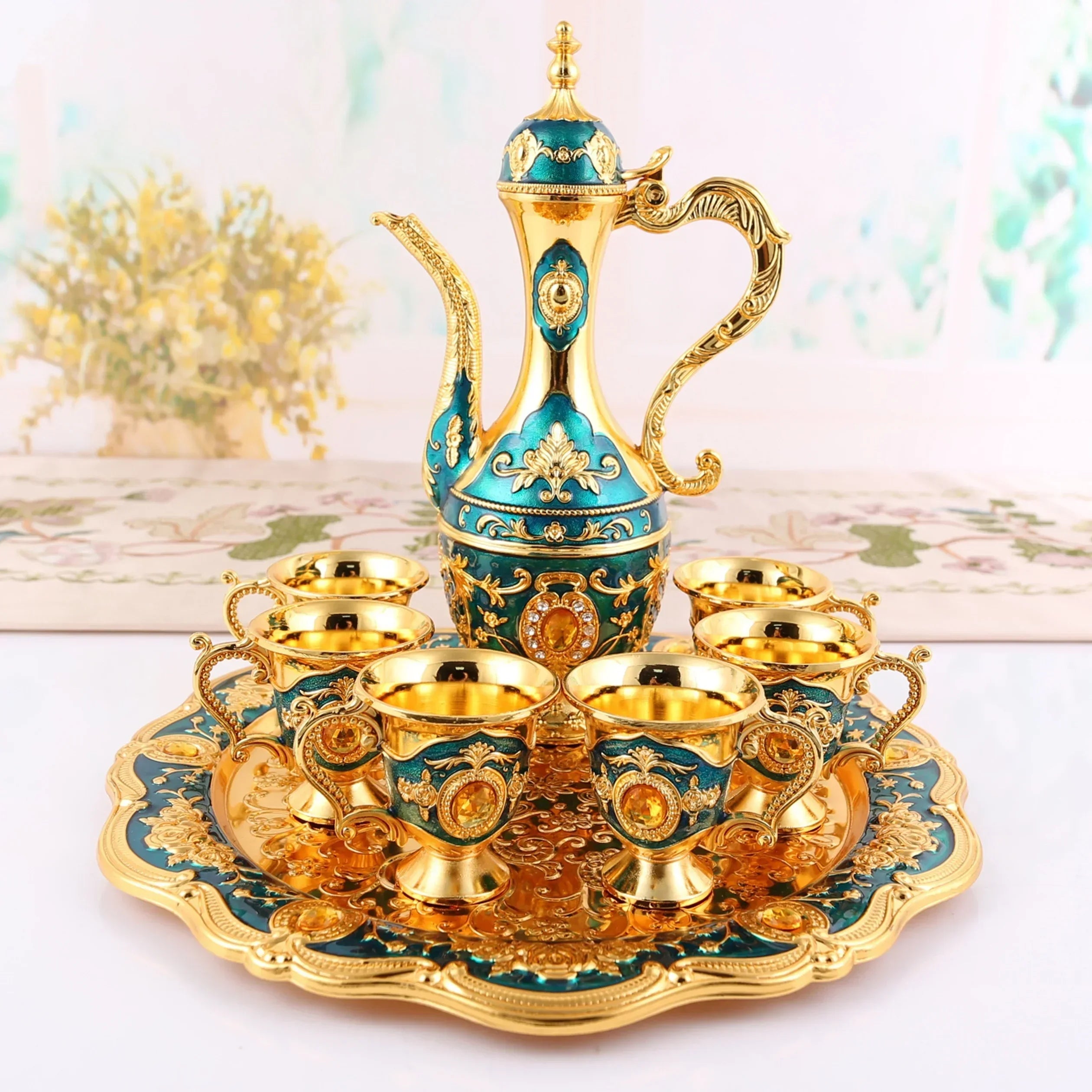 Elegant Luxury Turkish Tea Set - Vintage Metal Craft