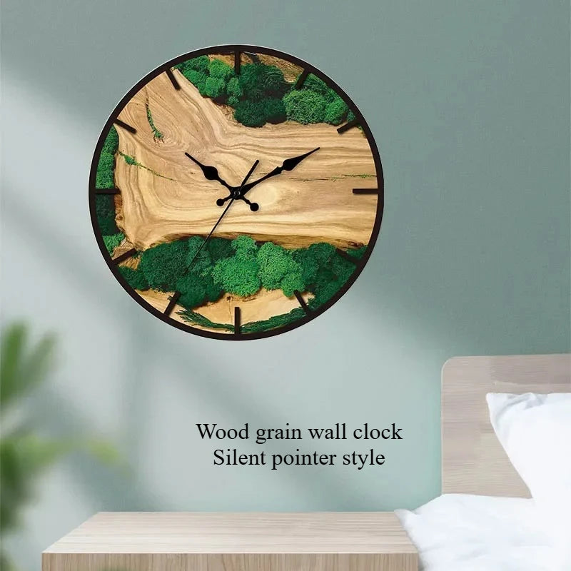 Luxury Wood Grain Wall Clock - transparent acrylic with wood grain finish, round design
