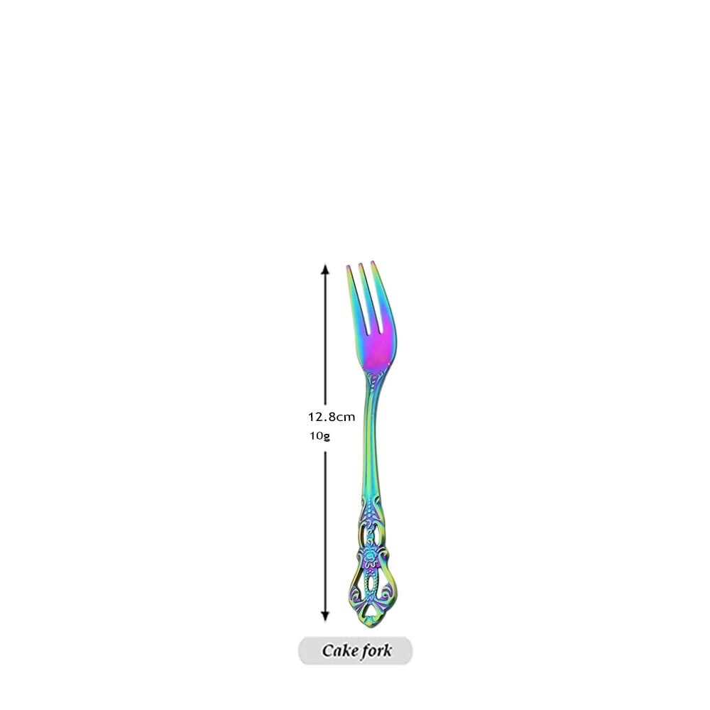 Elegant Rainbow Stainless Steel Flatware Set - Vintage Style