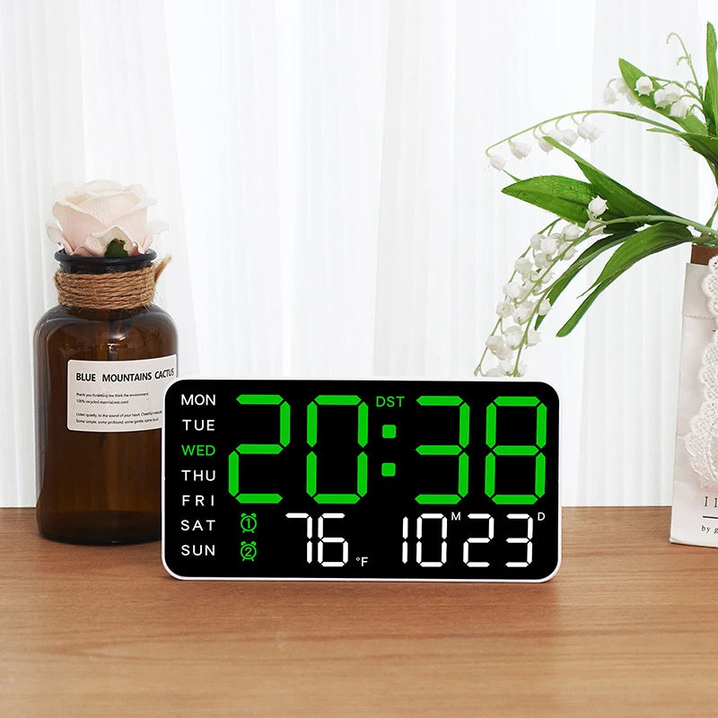 Premium Large Digital Wall Clock - Remote Control & Dual Alarms