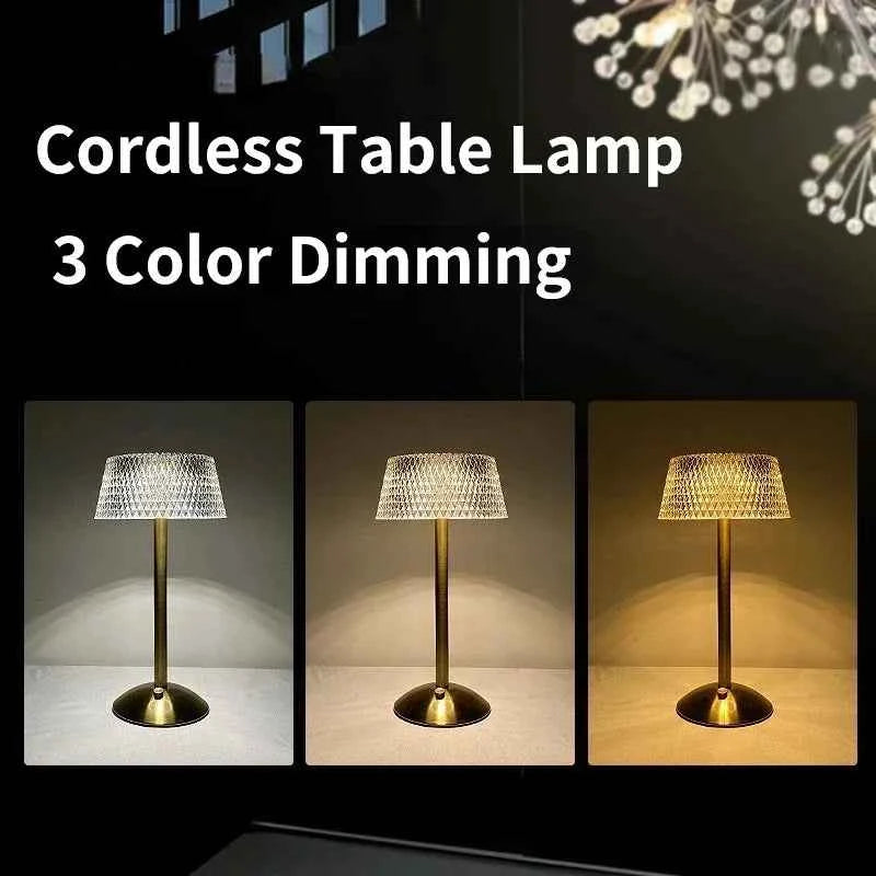 Luxury Rechargeable LED Table Lamp - Tricolor Touch Control