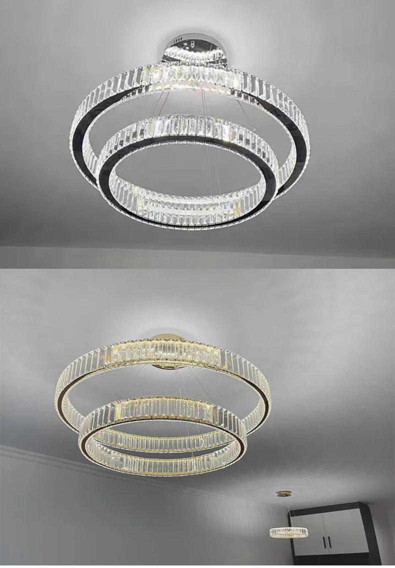 Elegant Crystal Ring Chandelier - Modern Dining Room Lighting